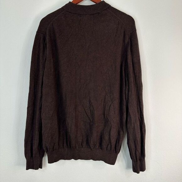 Eddie Bauer Cotton Cashmere Brown Quarter Button Sweater Men’s XL Casual Cozy - Picture 2 of 10
